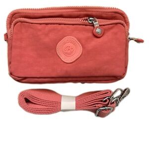 Mini Phone Crossbody Bag Double Compartment Pink waterproof